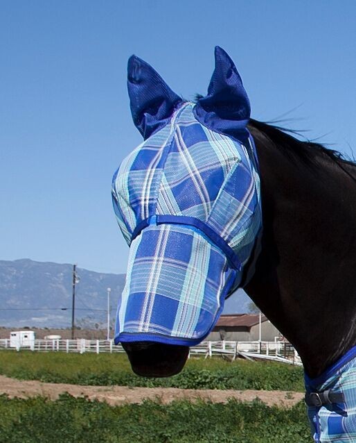 Kensington Signature Fly Mask with Removable Nose and Soft Mesh Ears — Protects Horses Face Nose and Ears From Biting Insects and UV Rays While Allowing Full Visibility 