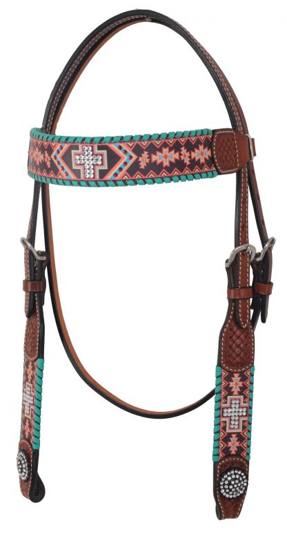 Rafter T Browband Headstall w/ Aztec