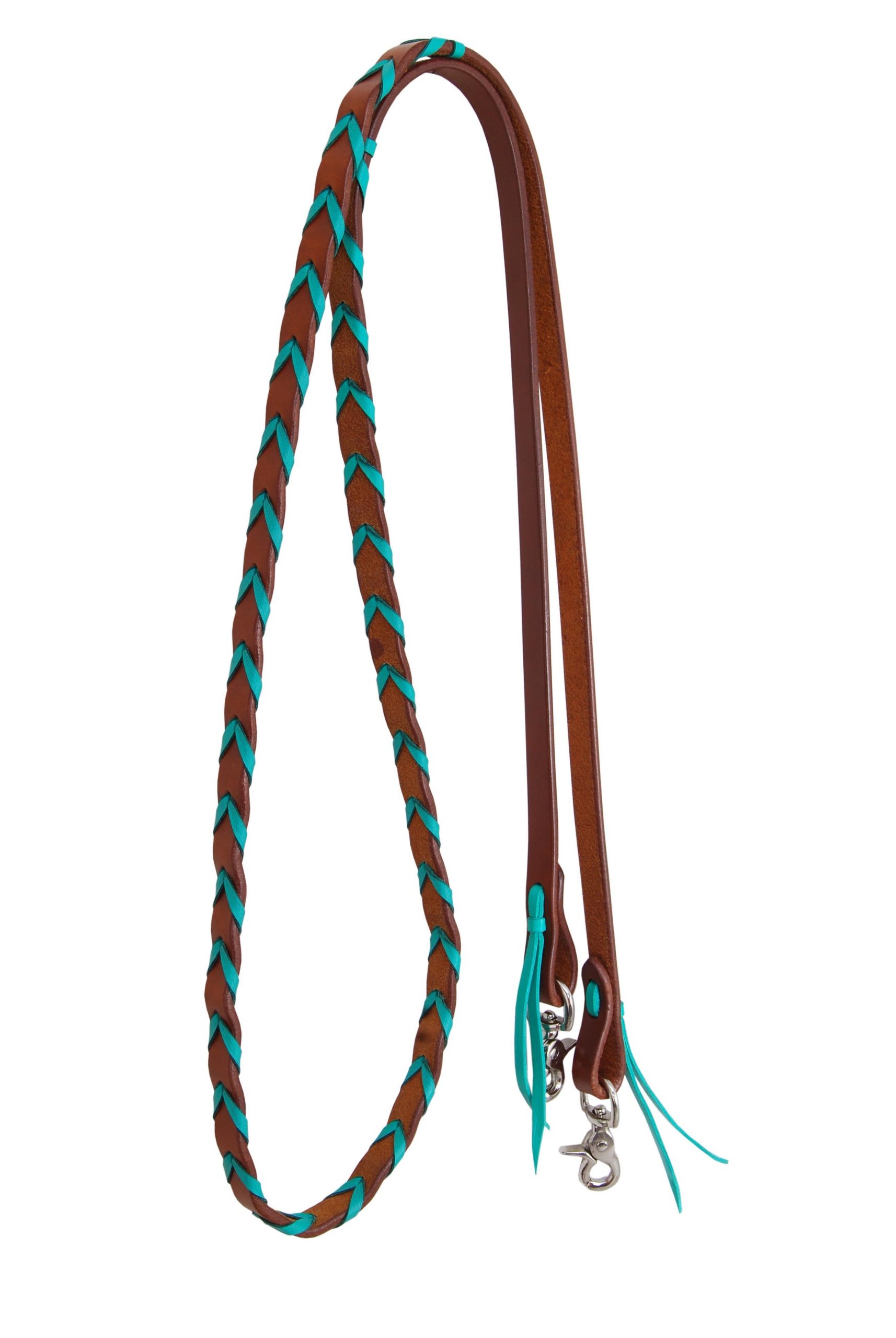 Horse Roping Knotted Tack Western Barrel Reins Nylon Braided Turquoise 607321 