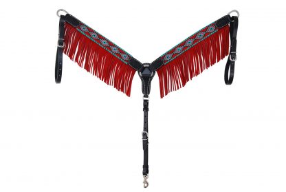 Rafter T Breast Collar w/ Embroidered Aztec & Fringe