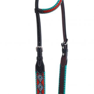 Rafter T One-Ear Headstall w/ Embroidered Aztec