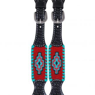 Rafter T Ladies Spur Strap w/ Embroidered Aztec