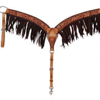 Rafter T Breast Collar w/ Floral Tooling & Fringe