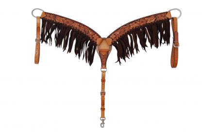 Rafter T Breast Collar w/ Floral Tooling & Fringe