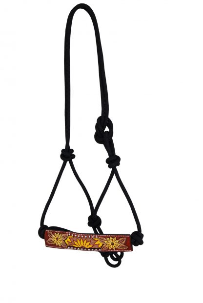 Rafter T Rope Halter w/ Beaded Sunflower