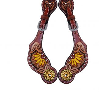 Rafter T Ladies Spur Strap w/ Beaded Sunflower