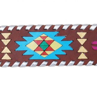 Rafter T Cuff Bracelet w/ Hand Painted Aztec