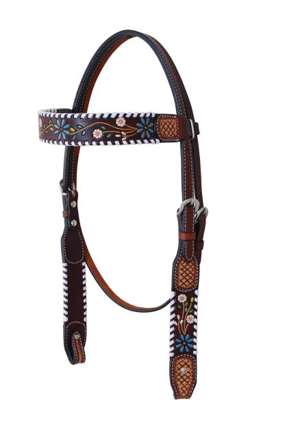 Rafter T Browband Headstall w/ Floral Vine