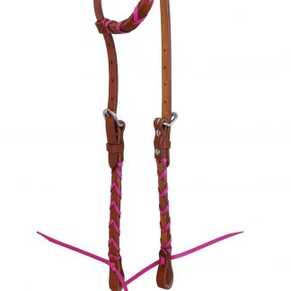 Rafter T One-Ear Headstall w/ Colored Leather Plait